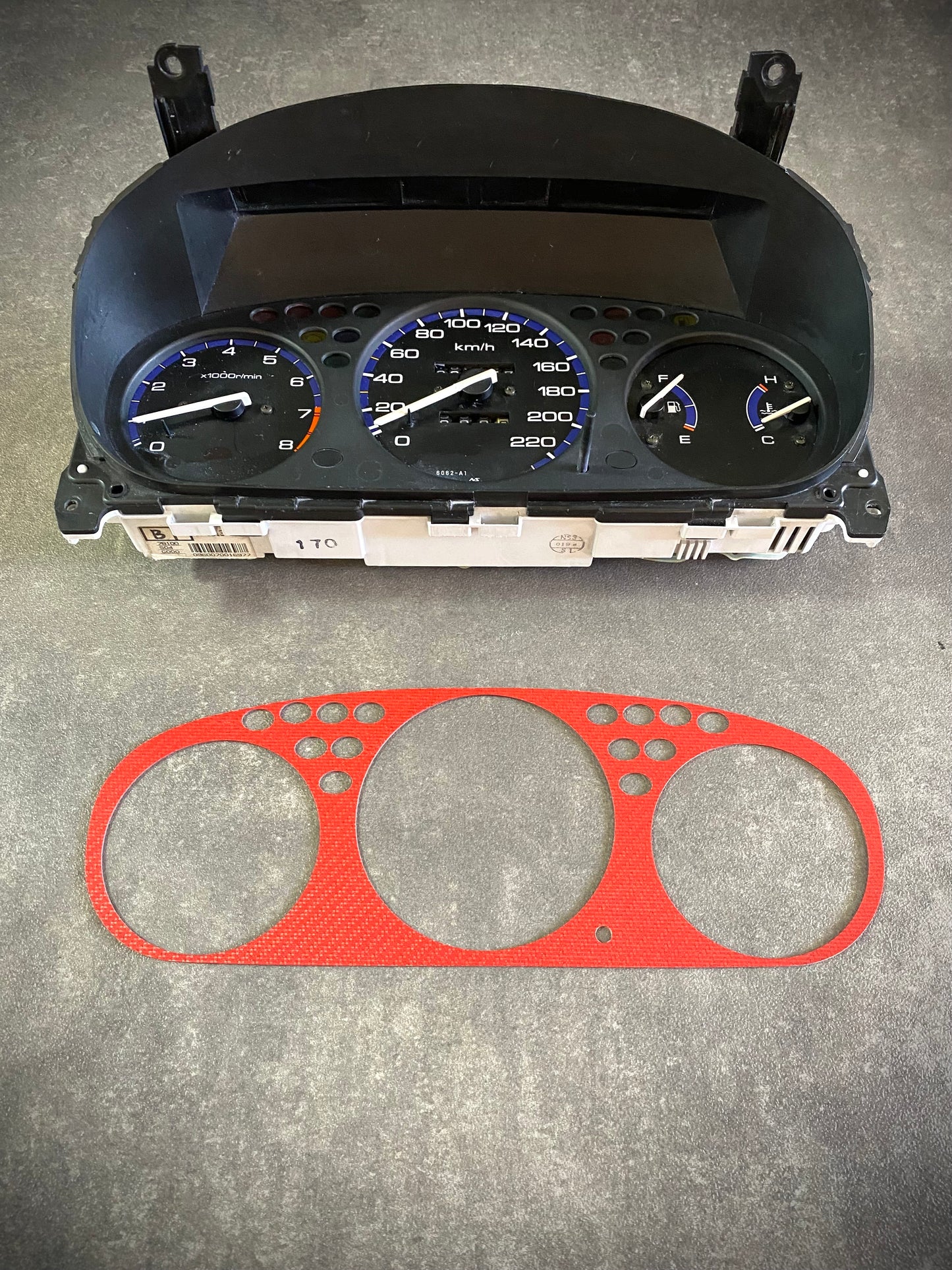 Real Red Twill Carbon Fiber Gauge Cluster Bezel Skin for Honda Civic 6th gen 96-00