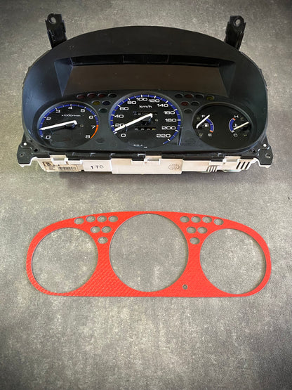 Real Red Twill Carbon Fiber Gauge Cluster Bezel Skin for Honda Civic 6th gen 96-00