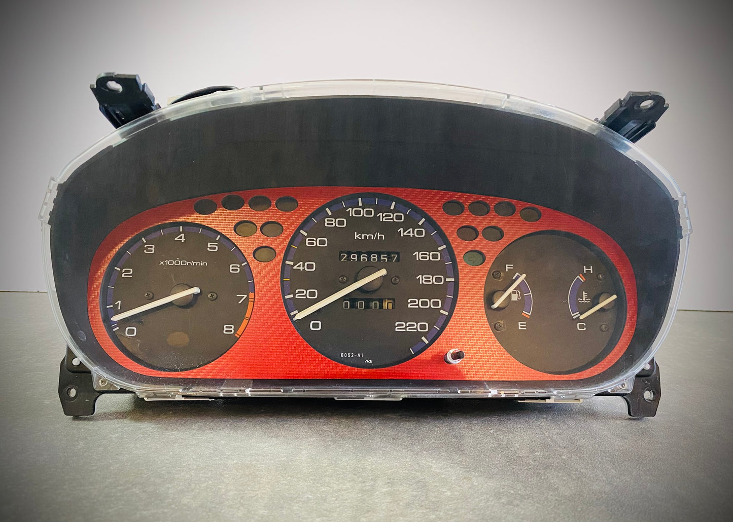 Real Red Twill Carbon Fiber Gauge Cluster Bezel Skin for Honda Civic 6th gen 96-00