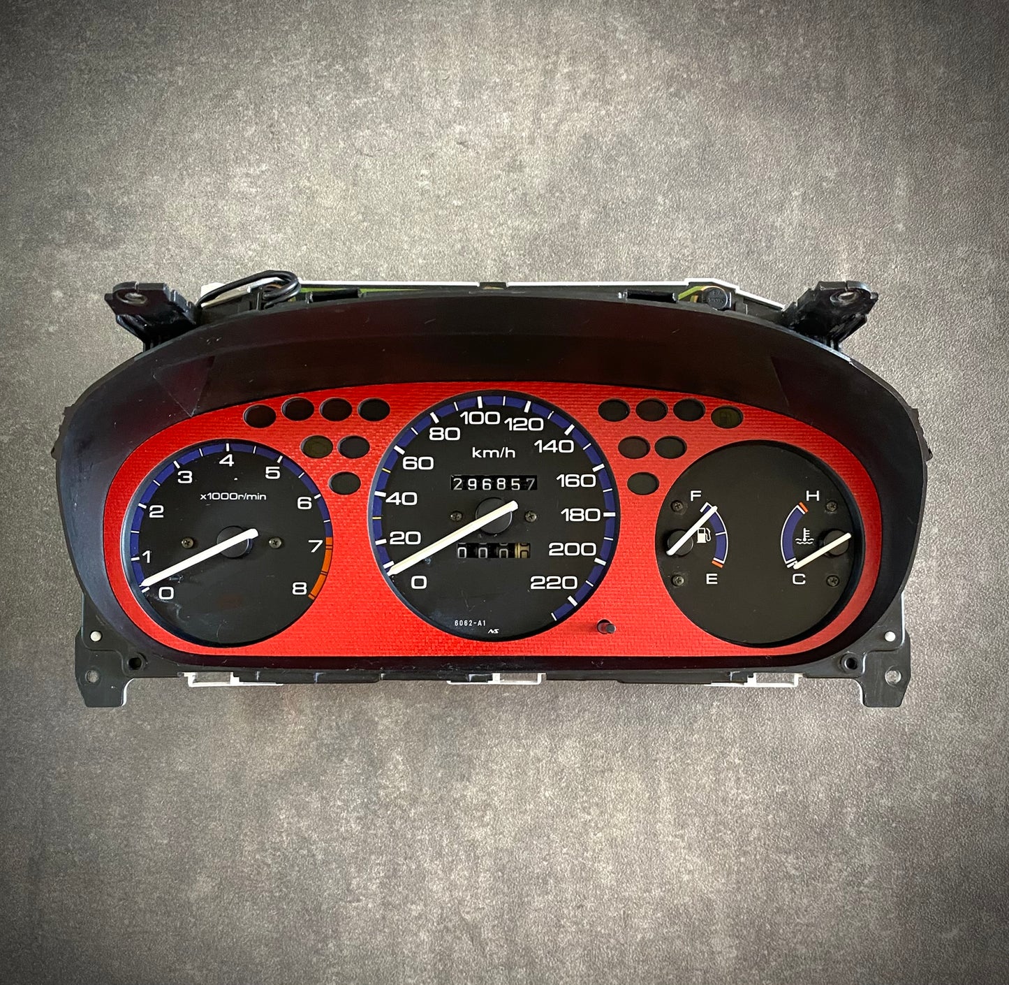 Real Red Twill Carbon Fiber Gauge Cluster Bezel Skin for Honda Civic 6th gen 96-00