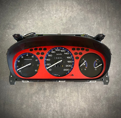 Real Red Twill Carbon Fiber Gauge Cluster Bezel Skin for Honda Civic 6th gen 96-00