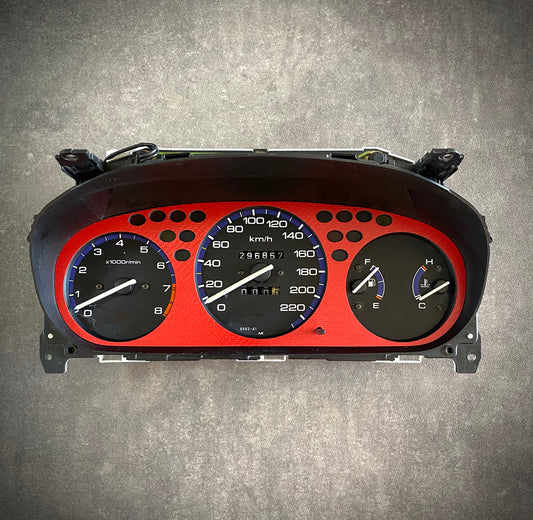 Real Red Twill Carbon Fiber Gauge Cluster Bezel Skin for Honda Civic 6th gen 96-00