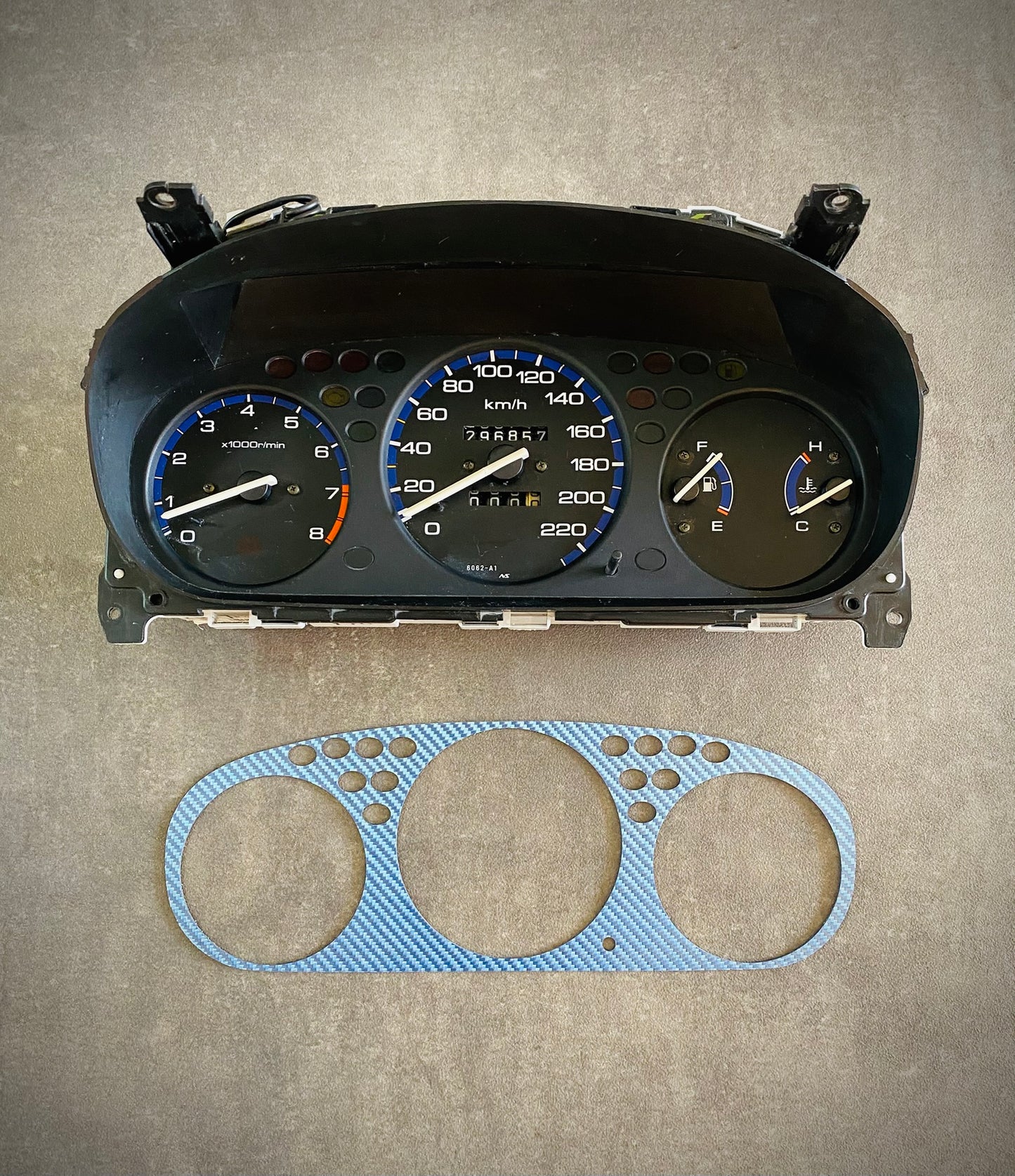 Real Blue Twill Carbon Fiber Gauge Cluster Bezel Skin for Honda Civic 6th gen 96-00