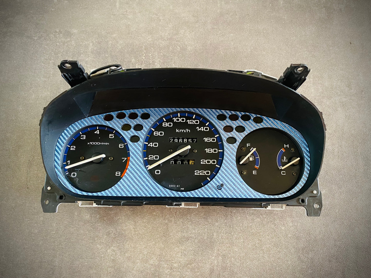 Real Blue Twill Carbon Fiber Gauge Cluster Bezel Skin for Honda Civic 6th gen 96-00