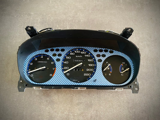 Real Blue Twill Carbon Fiber Gauge Cluster Bezel Skin for Honda Civic 6th gen 96-00