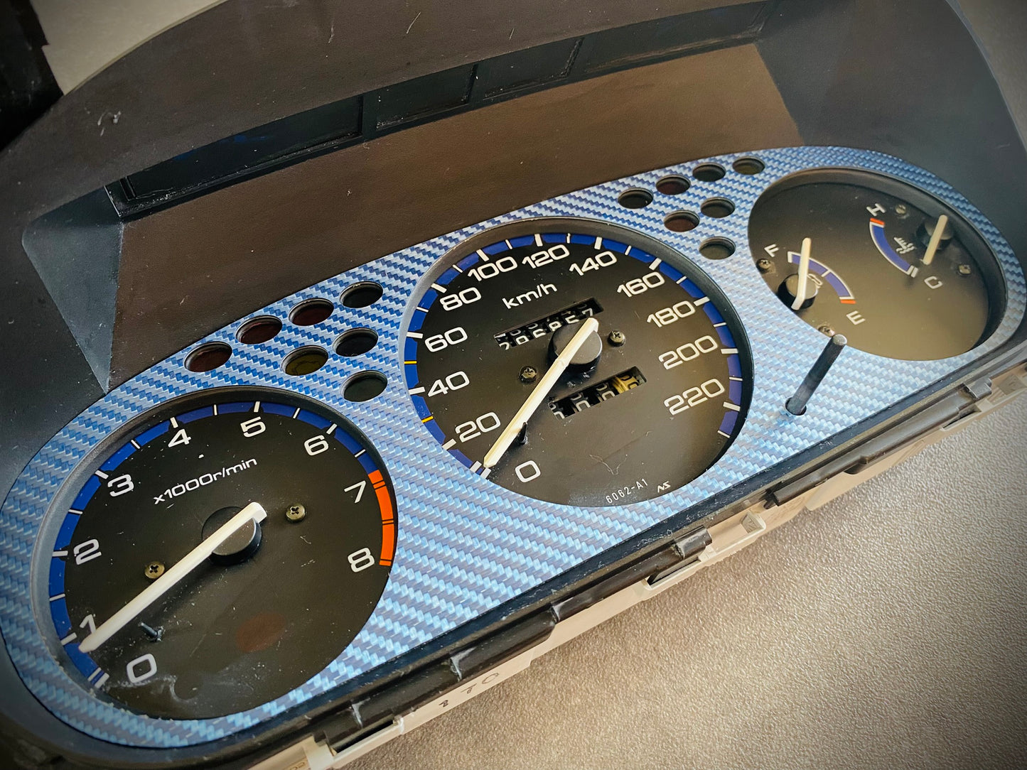 Real Blue Twill Carbon Fiber Gauge Cluster Bezel Skin for Honda Civic 6th gen 96-00