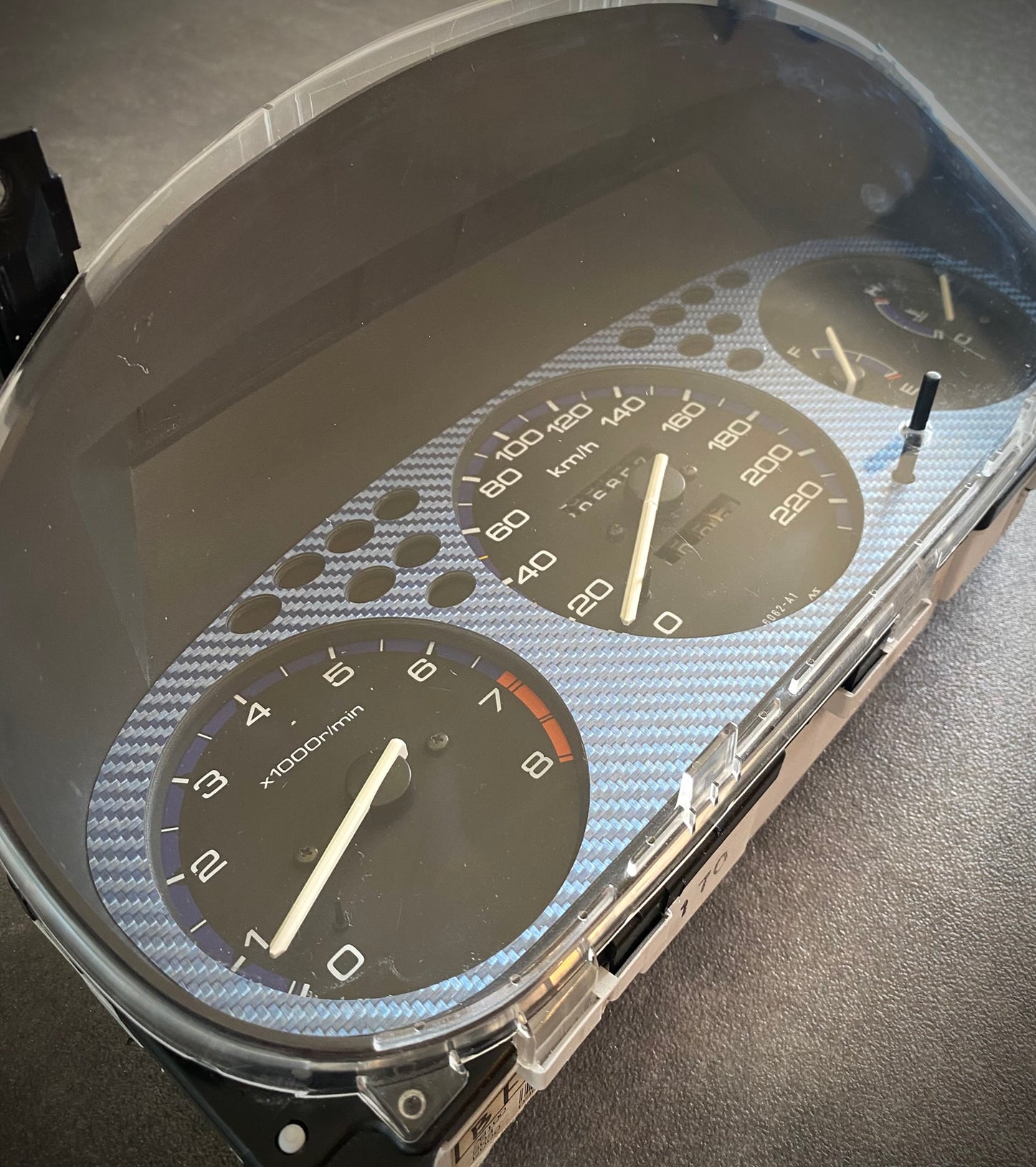 Real Blue Twill Carbon Fiber Gauge Cluster Bezel Skin for Honda Civic 6th gen 96-00