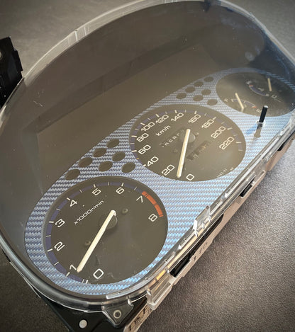Real Blue Twill Carbon Fiber Gauge Cluster Bezel Skin for Honda Civic 6th gen 96-00