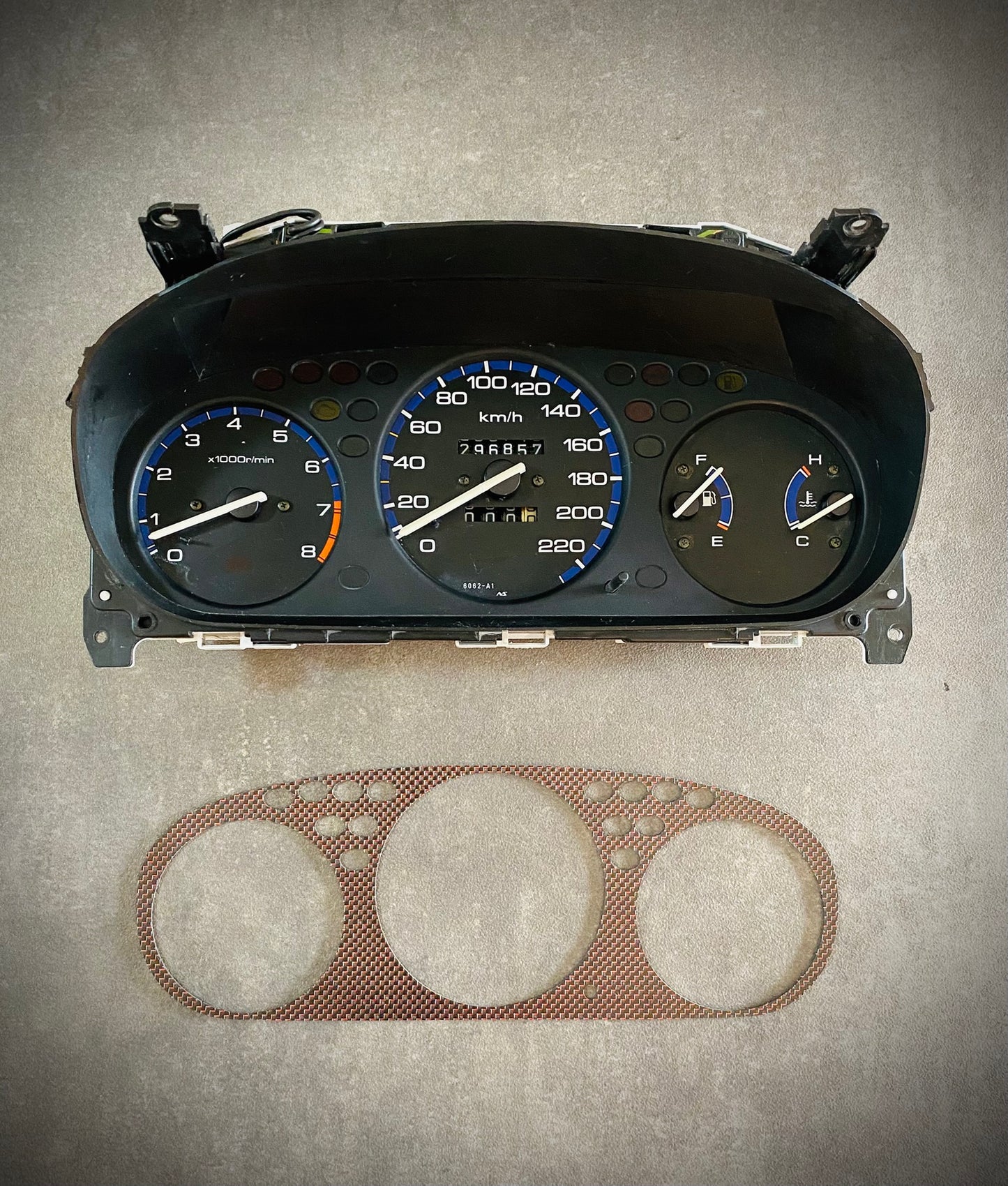 Real Red Plain Carbon Fiber Gauge Cluster Bezel Skin for Honda Civic 6th gen 96-00