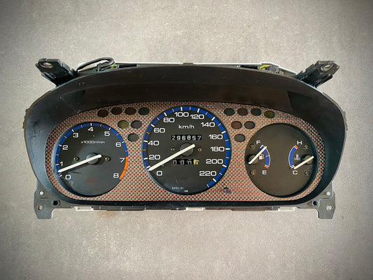 Real Red Plain Carbon Fiber Gauge Cluster Bezel Skin for Honda Civic 6th gen 96-00