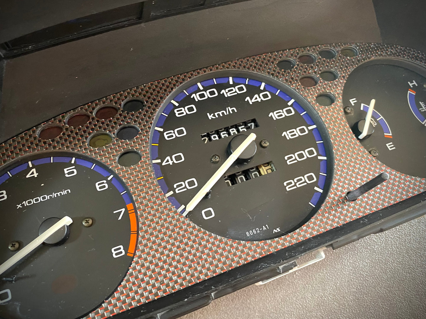 Real Red Plain Carbon Fiber Gauge Cluster Bezel Skin for Honda Civic 6th gen 96-00