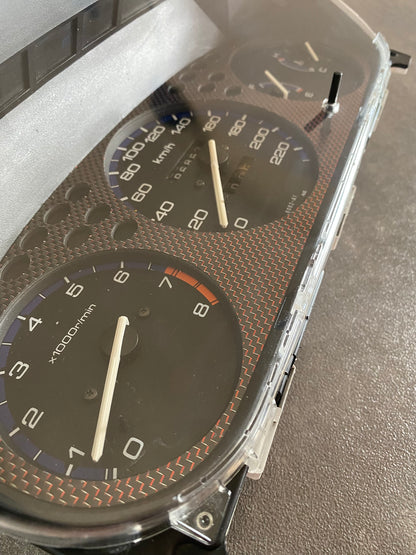 Real Red Plain Carbon Fiber Gauge Cluster Bezel Skin for Honda Civic 6th gen 96-00