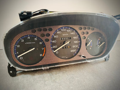 Real Red Plain Carbon Fiber Gauge Cluster Bezel Skin for Honda Civic 6th gen 96-00