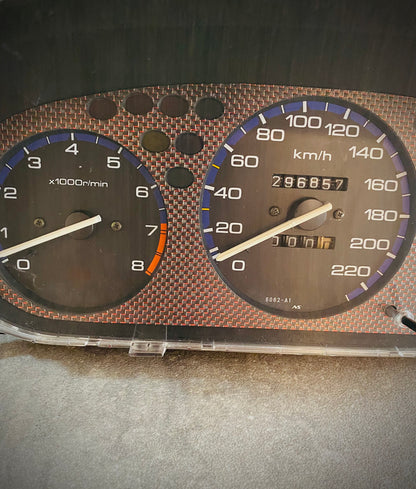 Real Red Plain Carbon Fiber Gauge Cluster Bezel Skin for Honda Civic 6th gen 96-00