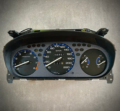 Real Blue Plain Carbon Fiber Gauge Cluster Bezel Skin for Honda Civic 6th gen 96-00