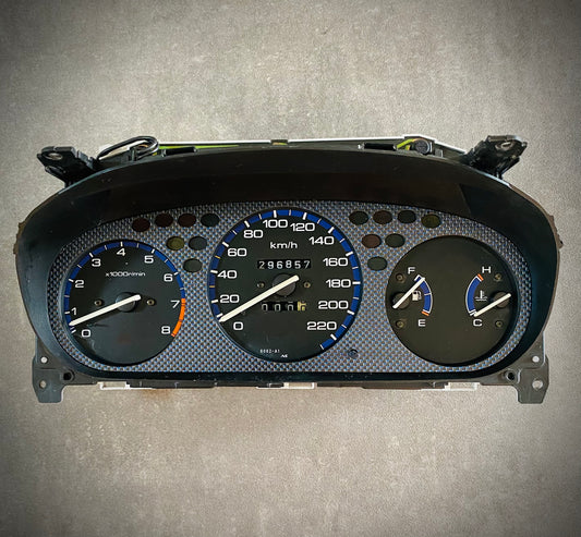 Real Blue Plain Carbon Fiber Gauge Cluster Bezel Skin for Honda Civic 6th gen 96-00