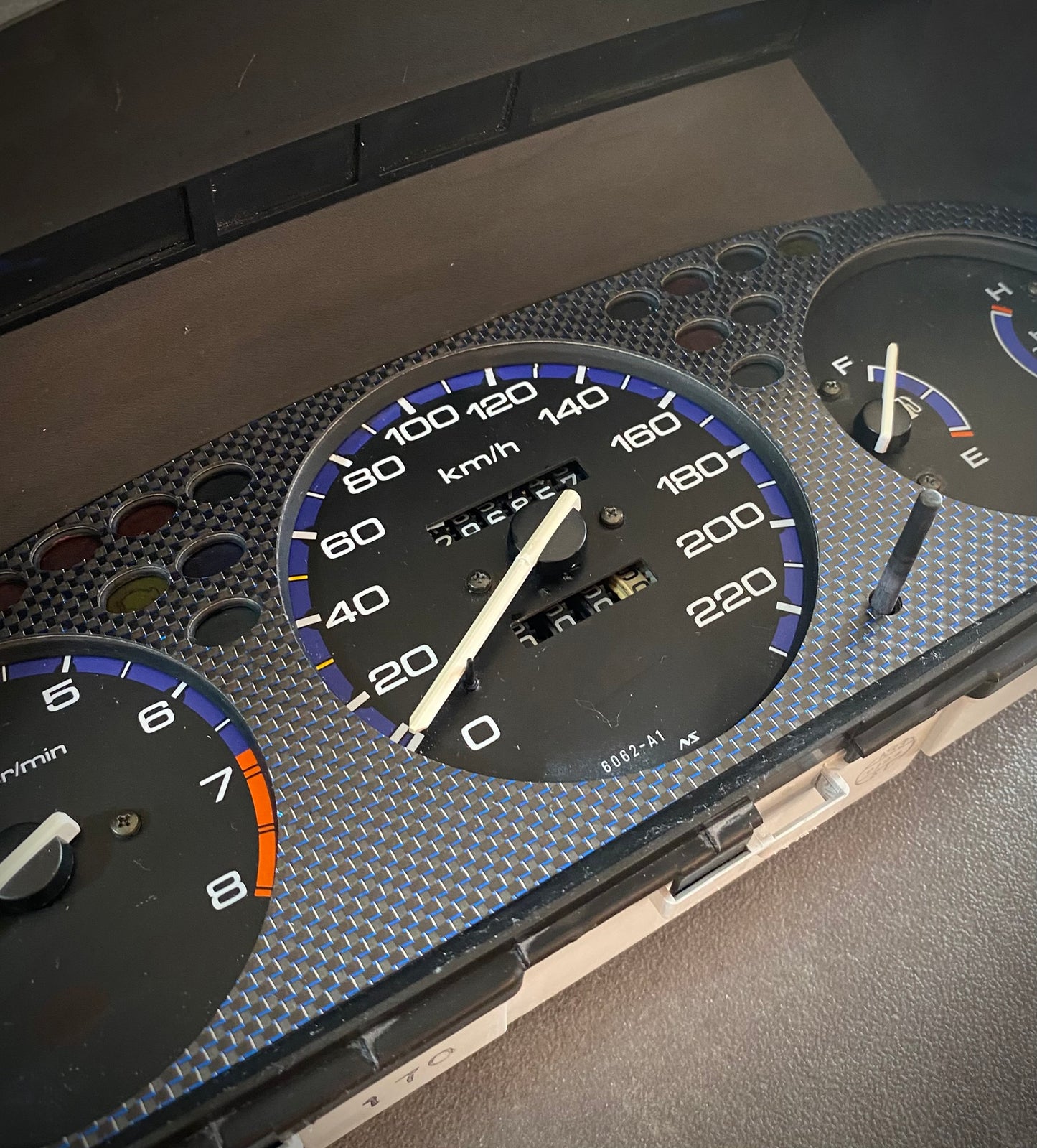 Real Blue Plain Carbon Fiber Gauge Cluster Bezel Skin for Honda Civic 6th gen 96-00