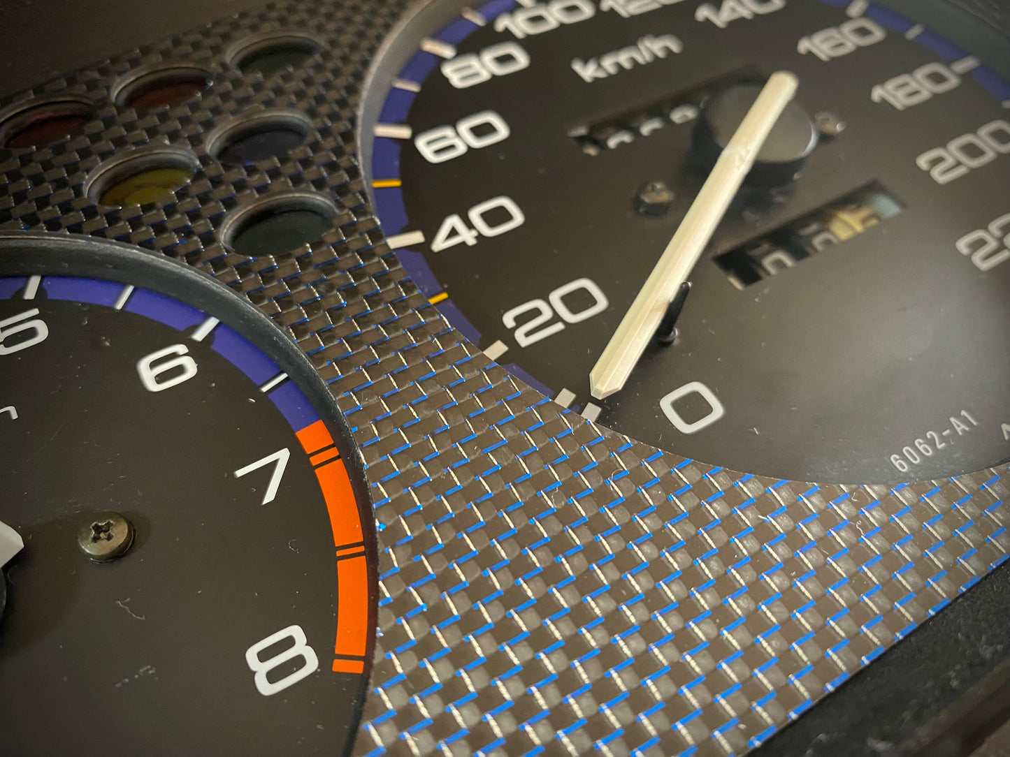 Real Blue Plain Carbon Fiber Gauge Cluster Bezel Skin for Honda Civic 6th gen 96-00