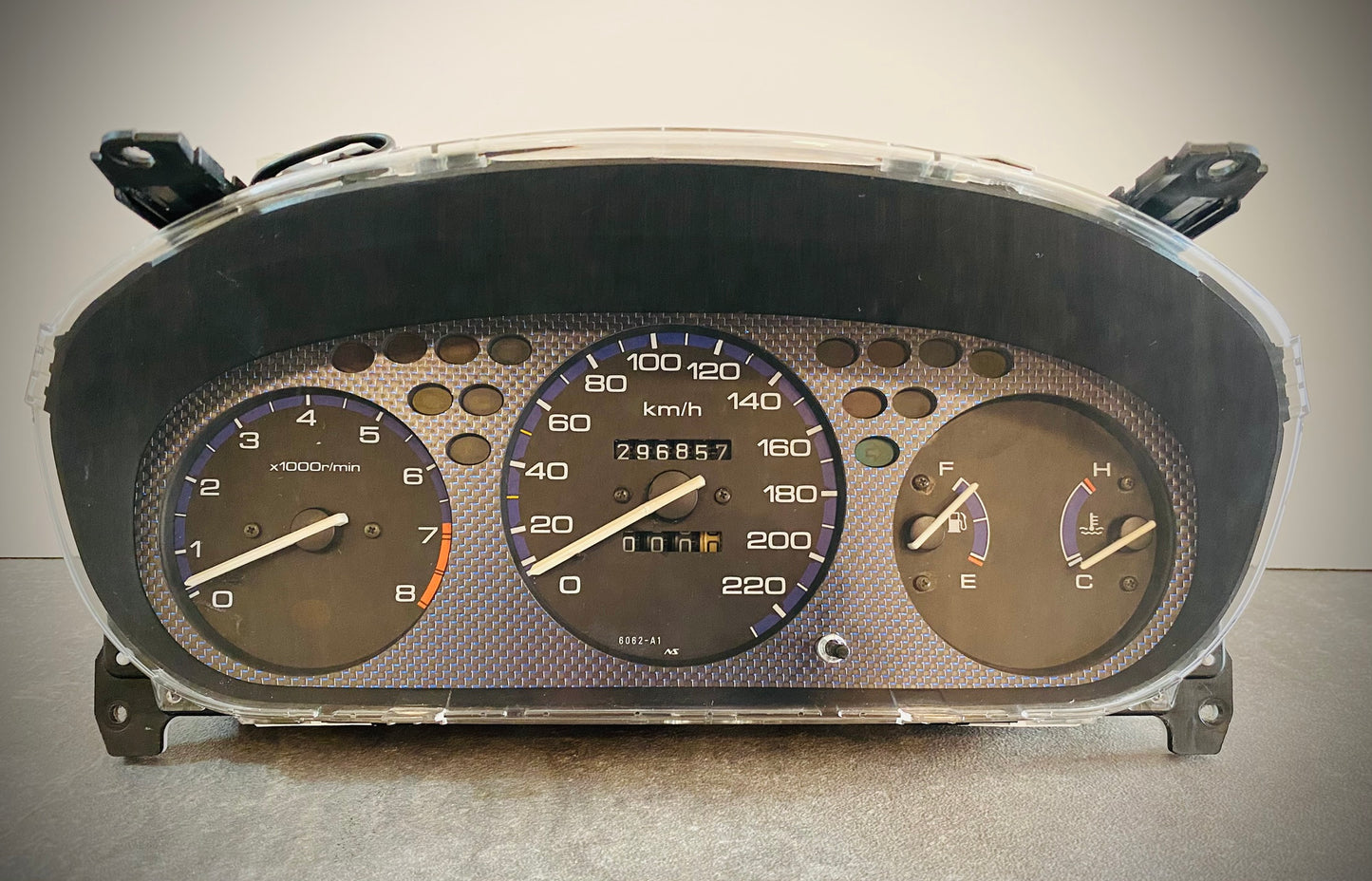 Real Blue Plain Carbon Fiber Gauge Cluster Bezel Skin for Honda Civic 6th gen 96-00