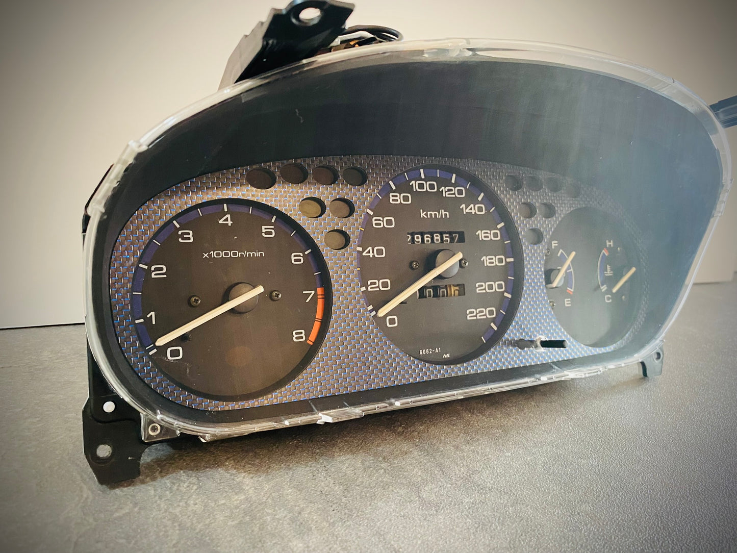 Real Blue Plain Carbon Fiber Gauge Cluster Bezel Skin for Honda Civic 6th gen 96-00