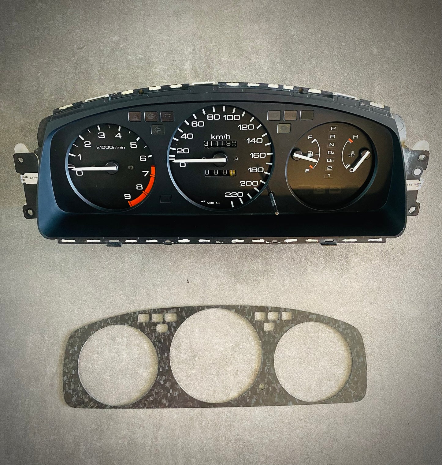 Real Forged Carbon Fiber Gauge Cluster Bezel Skin for Honda Civic 5th gen 92-95