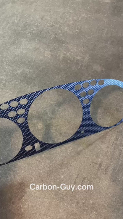 Real Blue Plain Carbon Fiber Gauge Cluster Bezel Skin for Honda Civic 6th gen 96-00